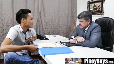 PinoyBoys.com - Asian twink and his older boss take turns for