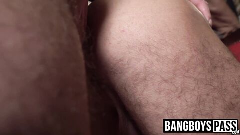 Inked young man tastes cum after bare drilled doggy style