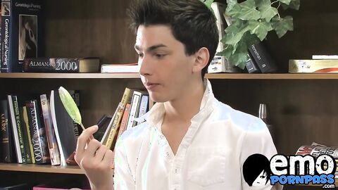 Skinny homosexual cumming after bareback lovemaking
