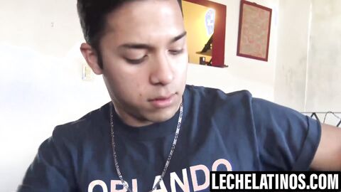 LecheLatinos.com - Adorable latin Jesus strokes Gus' huge dick for a