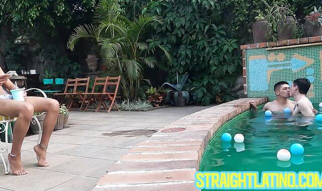 Inked Axxl Mart gets out of the pool to have flip fuck with James VIP