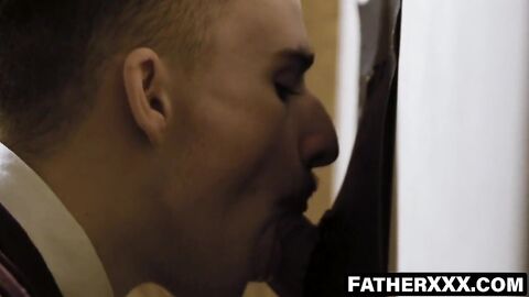FatherXXX.com - Confession room throat fucking through the small