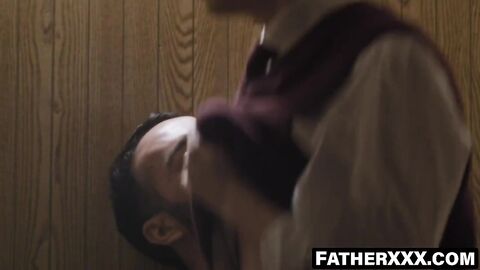 FatherXXX.com - Confession room throat fucking through the small