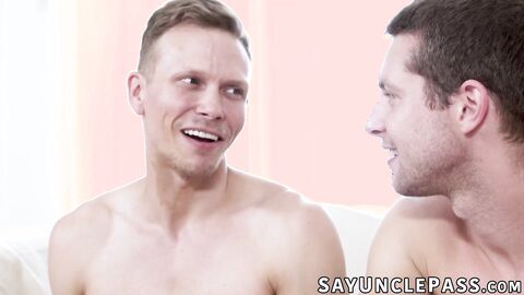 Ethan Chase balances his deep thrust on Benjamin Blue tight ass