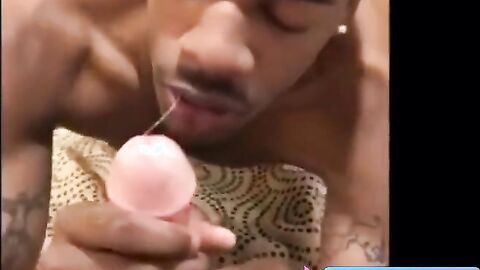 Verbal White Cock Sucked by Tattooed Black Man
