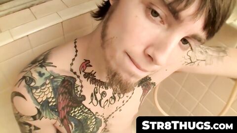 Str8Thugs.com - Blinx's shower-bound ball-unloading jerk off session