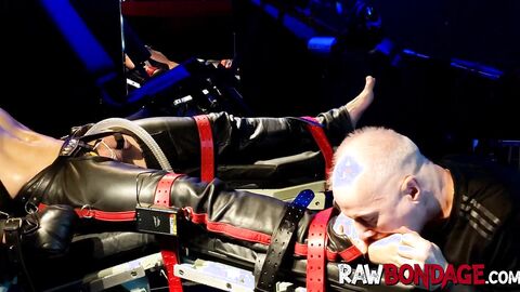 Intense foot play domination and cock pump gay bondage