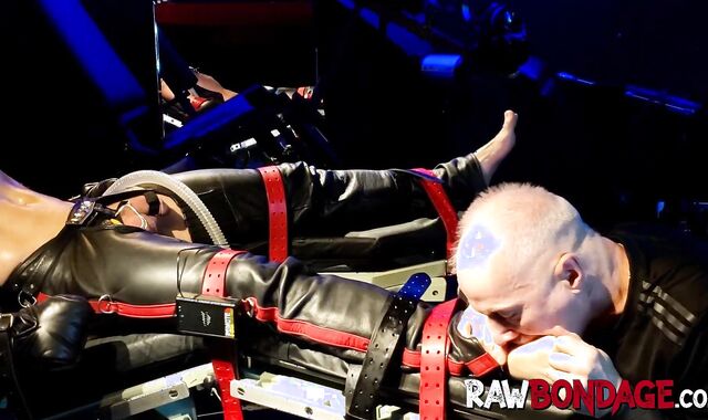 Intense foot play domination and cock pump gay bondage