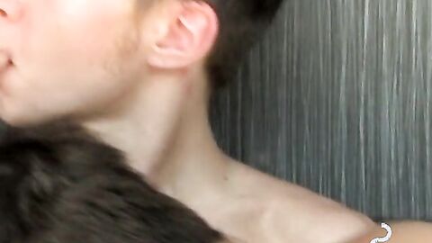 Tattooed buddies having a smoking session and throatfucking