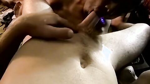 JoeSchmoeXXX.com - Nasty white guy receives blowjob from his ugly black friend