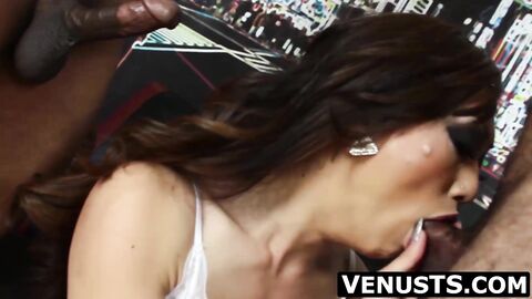 Ladyboy spitroasted by BBC in wild threesome