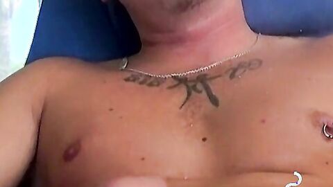 Handsome blonde explores his ass while blowing smoke