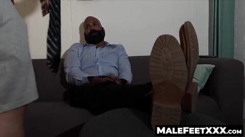 MaleFeetXXX.com - Bearded Lando bound in a passionate feet worship session with a lus