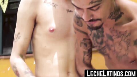 LecheLatinos.com - Latin twink's raw pounding of his inked boyfriend's eager ass