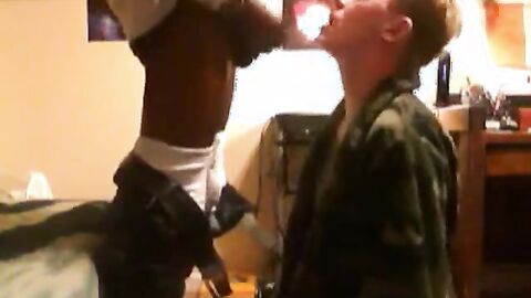 Sucking Big Black Cock: Close-up Twink Action