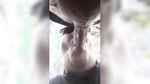 Un jeune suceur prend un vieux bite - Extérieur Amateur Bareback