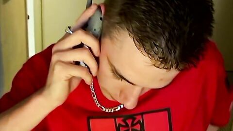 Petite gay strokes his huge cock into cum explosion solo