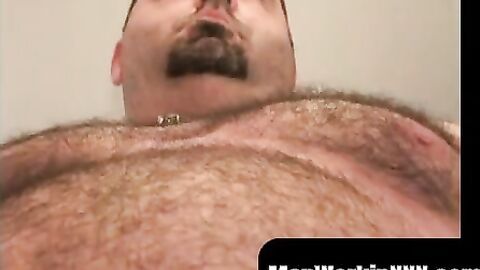 MenWorkinXXX.com - Old hairy dude jacks off hairy dick and unloads jizz solo