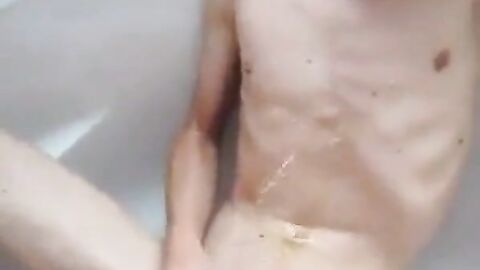 Pissing and cumming on my big-dicked buddy made him explode