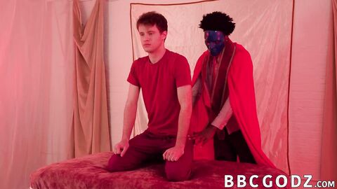 Masked inked stud interracial bareback ends with creampie