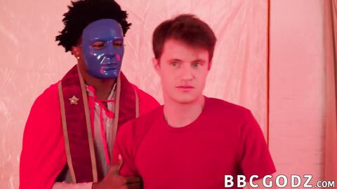 Masked inked stud interracial bareback ends with creampie