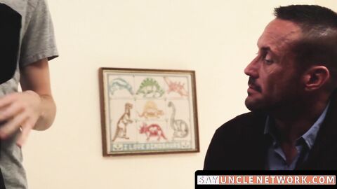 SayUncleNetwork.com - Athletic stepson sprays cum while riding big dicked daddy's coc