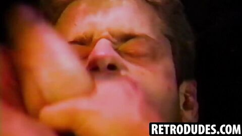 RetroDudes.com - Classic Jeff Turner throats Chad Douglas gigantic penis until explos