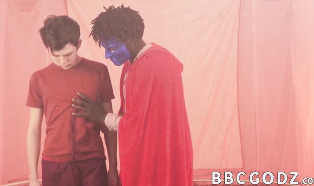 White twink experiences domination with thick black dick