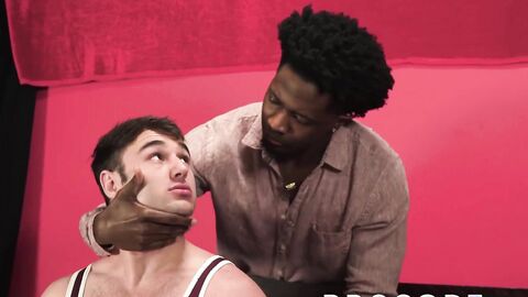 Domination by hard fat ebony dick for muscular white dude