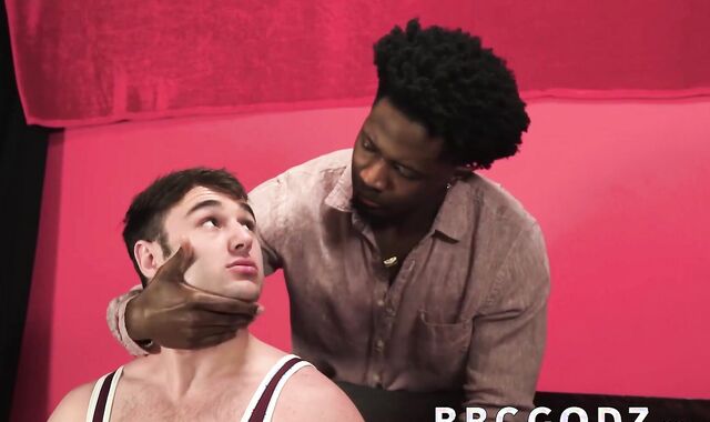 Domination by hard fat ebony dick for muscular white dude