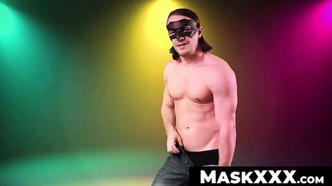 MaskXXX.com - Masked hunky gay strips naked and strokes his cock with passion