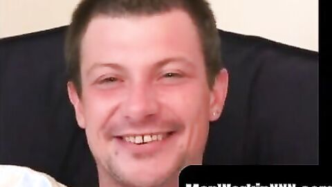 MenWorkinXXX.com - Shaggy gay deviant tugging and twisting his oily cock solo