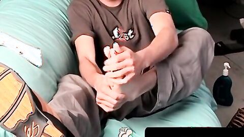 ToesXXX.com - Skinny twink Mikko's foot reveal and passionate cock stroke