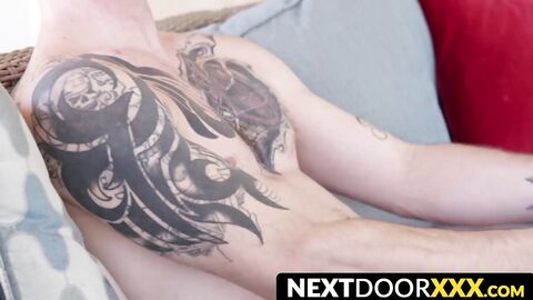 NextDoorXXX.com - Tattooed gay relaxes outdoors by jacking off his dick in a hot solo