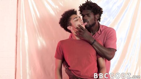 Ebony dick is deep inside barely legal boy bareback style