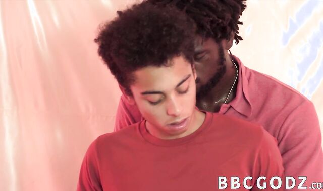 Ebony dick is deep inside barely legal boy bareback style