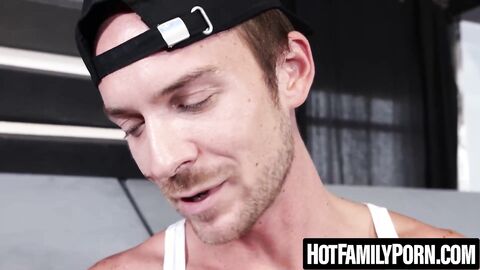 HotFamilyPorn.com - Stepdad rubs my big cock in gym locker room before bareback