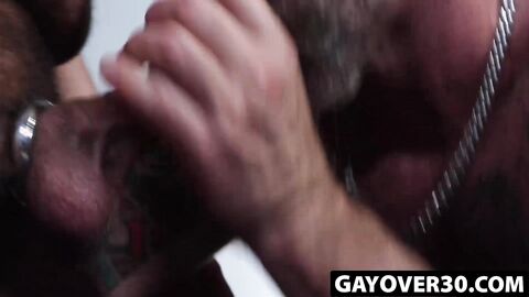 GayOver30.com - Justine Eros and Musclebear Montreal's cock sucking
