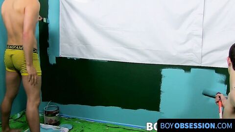 BoyObsession.com - Vibrant twink feet painted with cum from a blowjob