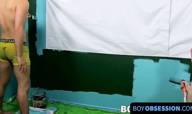 BoyObsession.com - Vibrant twink feet painted with cum from a blowjob
