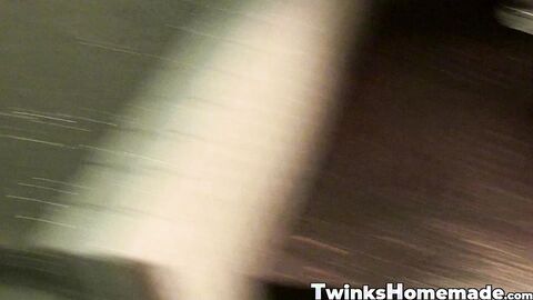 Adorable twink Tyler Thayer tugs his massive boner and cums solo