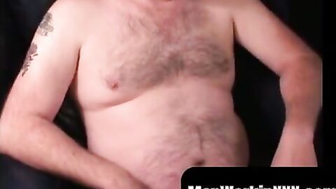 MenWorkinXXX.com - Naughty bear tugs cock and fingers asshole in solo play