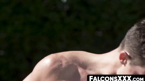 FalconsXXX.com - Stud gets anal pounded after giving an underwater pool blowjob