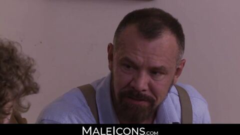 MaleIcons.com - Bearded daddy's big dick invasion of a tight twink ass