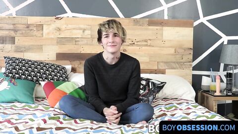 BoyObsession.com - Good looking twink Alex has an interview then strokes solo
