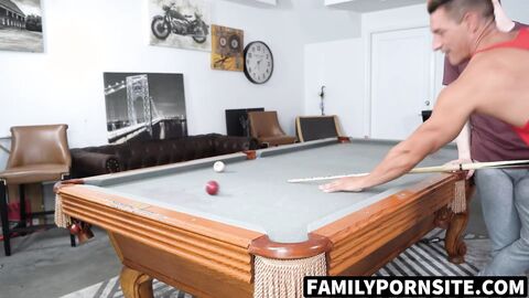 FamilyPornSite.com - Troye Jacobs gives me pool table and gets cum