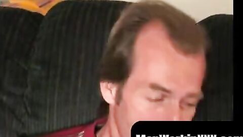 MenWorkinXXX.com - Mustached guy tugs his cock hard before explosive cum