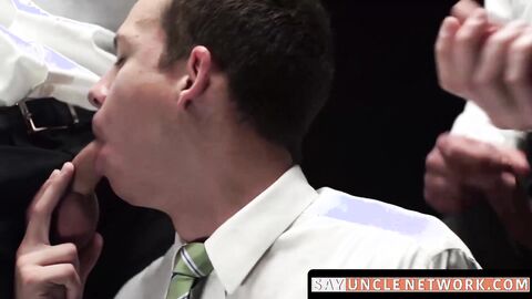 SayUncleNetwork.com - Mormon pastors mouthfuck twink then bareback foursome hard