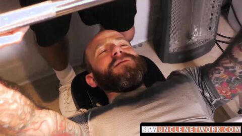 SayUncleNetwork.com - Hairy dad drills his jock stepson after lifting weights in the