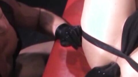 Aaron pushes Mason onto his back and works his way down to Mason's experienced hole.